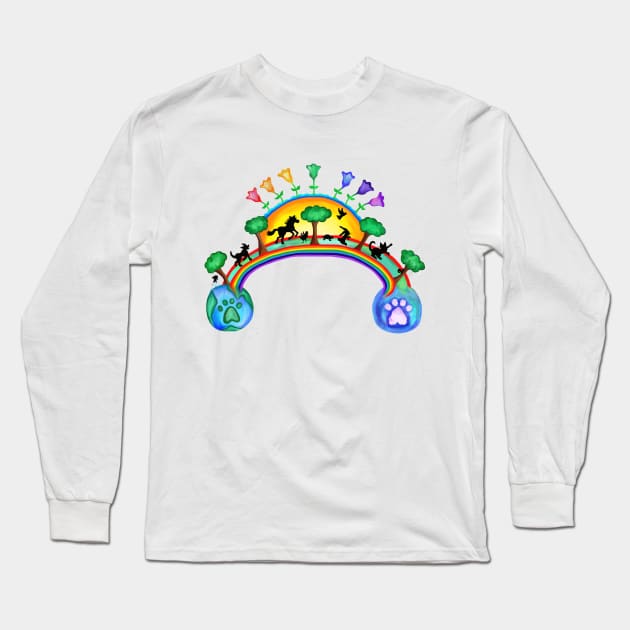 Pet Rainbow Bridge Journey Long Sleeve T-Shirt by Art by Deborah Camp